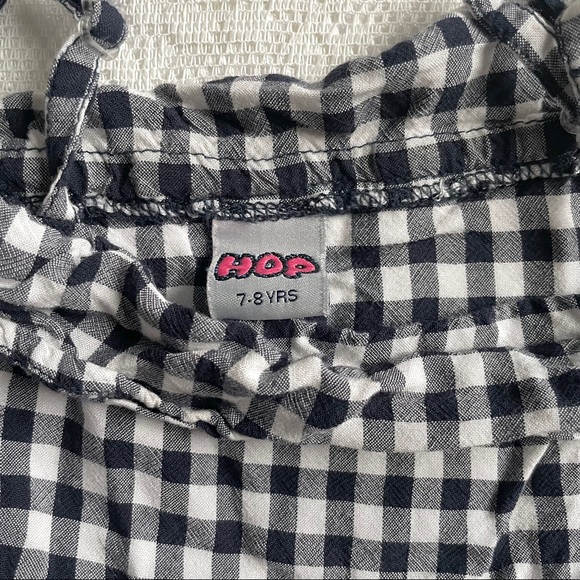 Off-Shoulder Girls Short  Top Plaid Black Size 7 - Picture 2 of 8